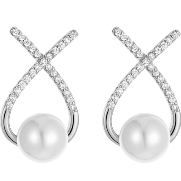 18K Gold Plated Pearl Drop Earrings 925 Sterling Post Cute Bow Earrings - Picture 3 of 5